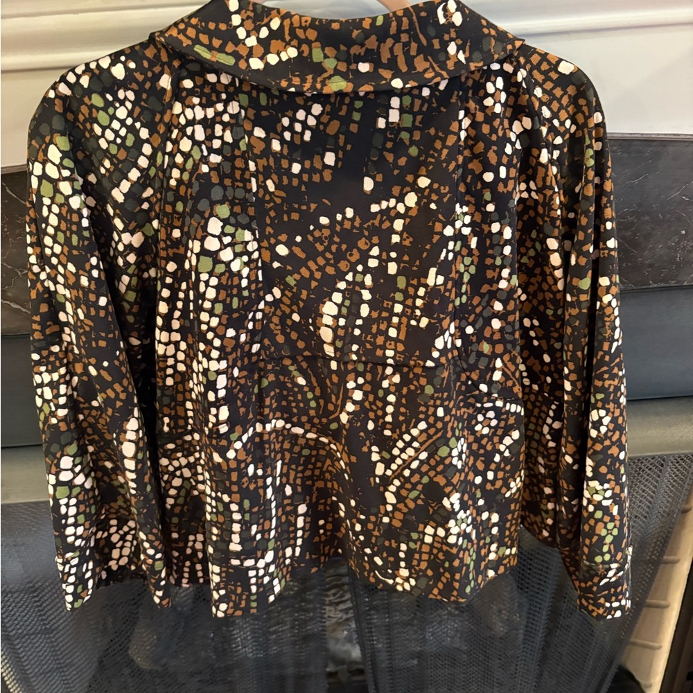 Notations Black And Brown Patterned Blouse - image 2